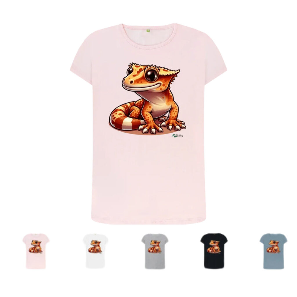 Crested Gecko Crew Neck T-Shirt - Womens Sizes | Evolution Reptiles